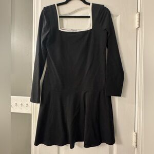 Express Black Long Sleeve Dress with White Trim